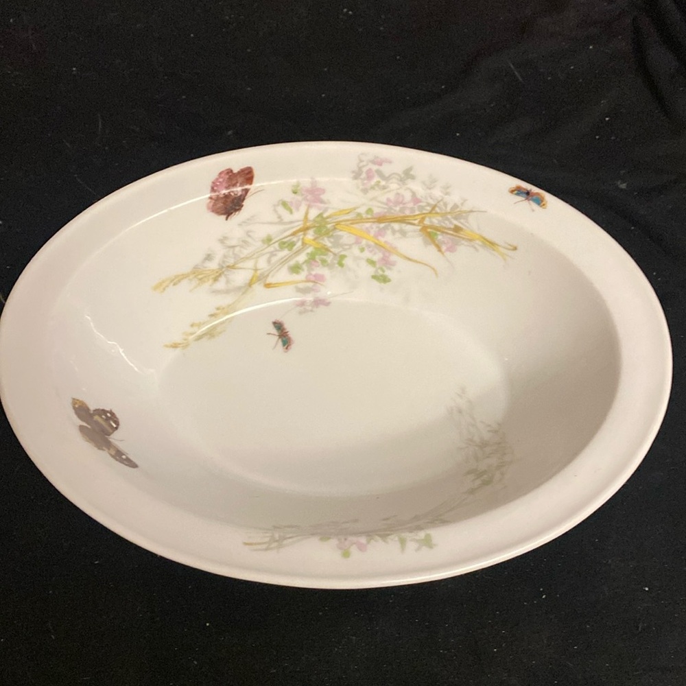 Vintage Havilland Limoges Meadow Visitors serving dish floral butterflies